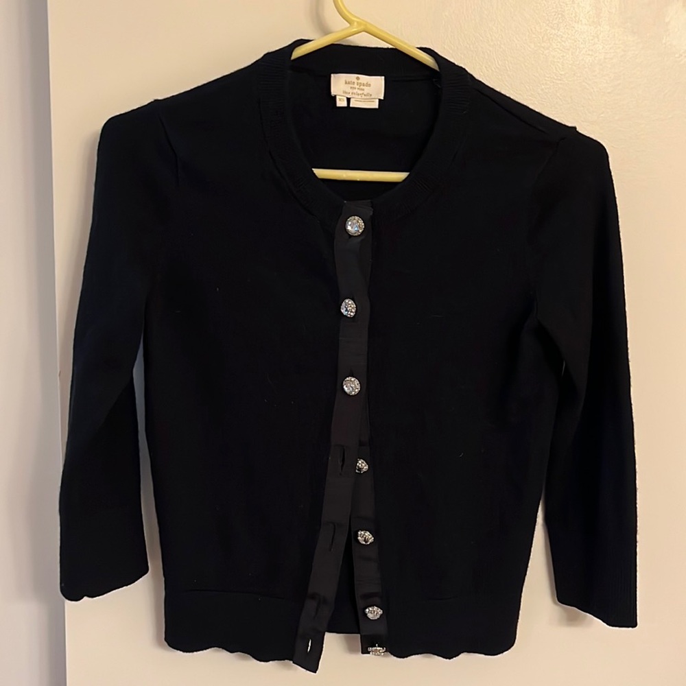 Kate Spade Rhinestone button cardigan, black, XS